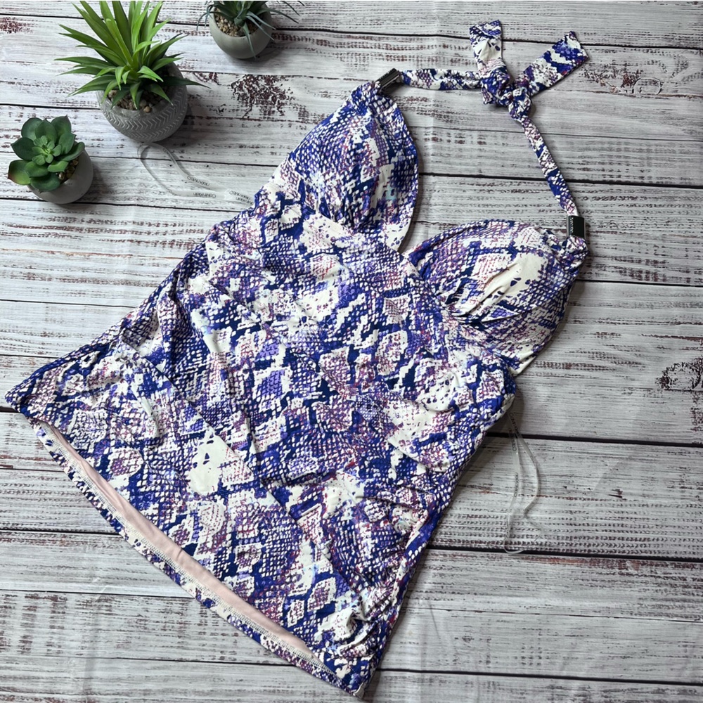 Calvin Klein Snake Print Halter Tankini